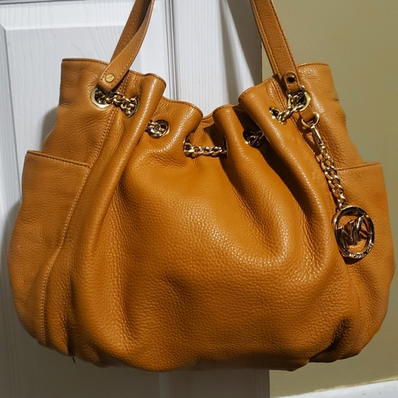 Michael Kors Handbags - Michael Kors Brown Pebbled Leather Shoulder Bag Tote